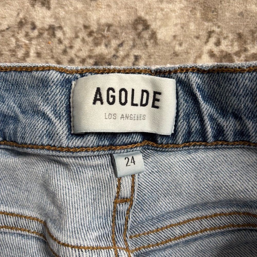 Agolde High Rise Distressed Crop Jeans Size 24 - Picture 6 of 7